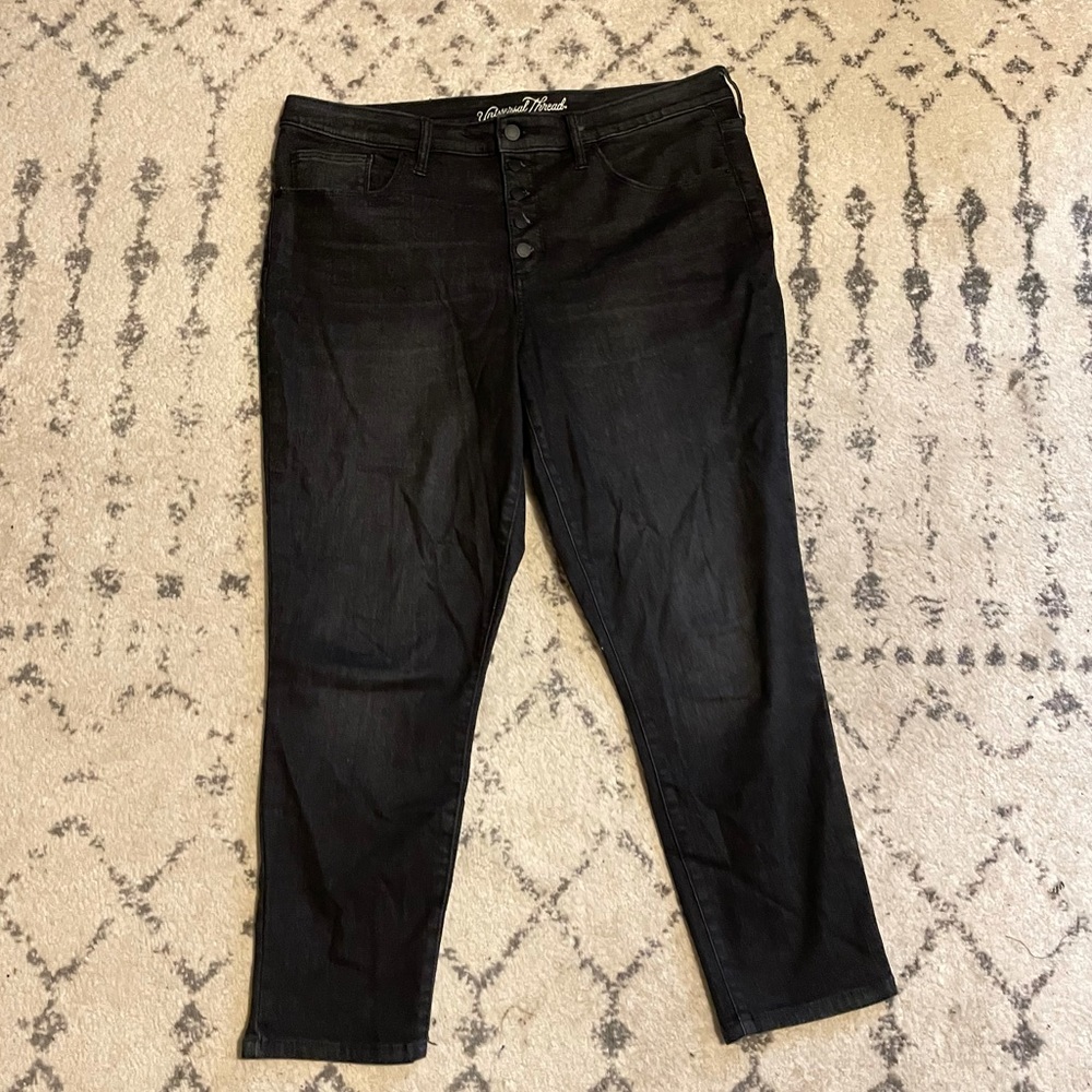 High rise black skinny jeans